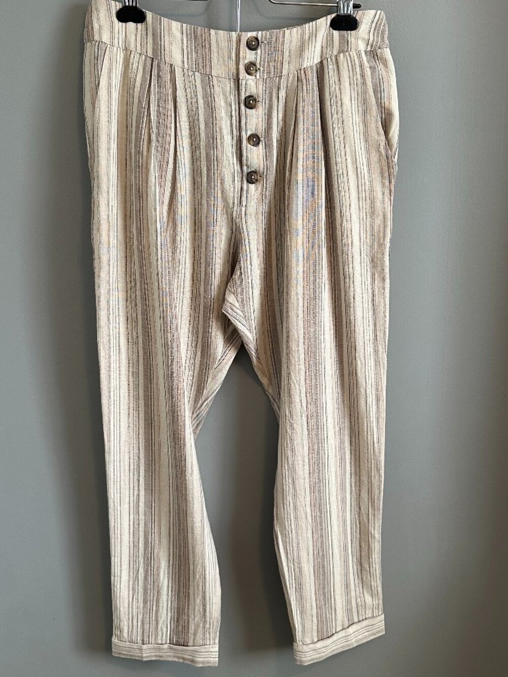 Others Follow Boho-chic casual striped cotton pants Women's Sz Large - NWT